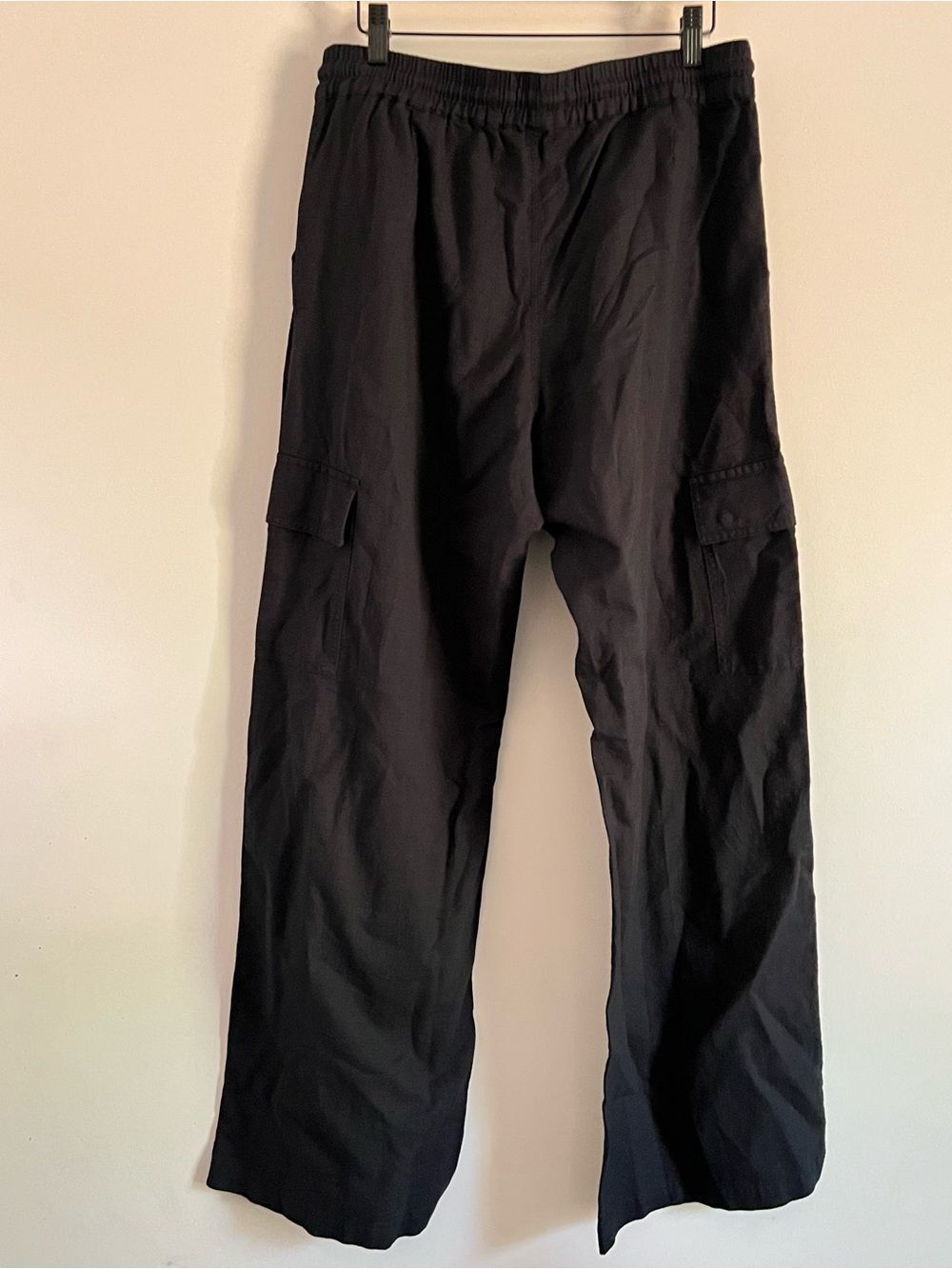 Pact Cargo Pants Organic Cotton Linen Black Relaxed Fit Size LG Casual Utility - Picture 5 of 6